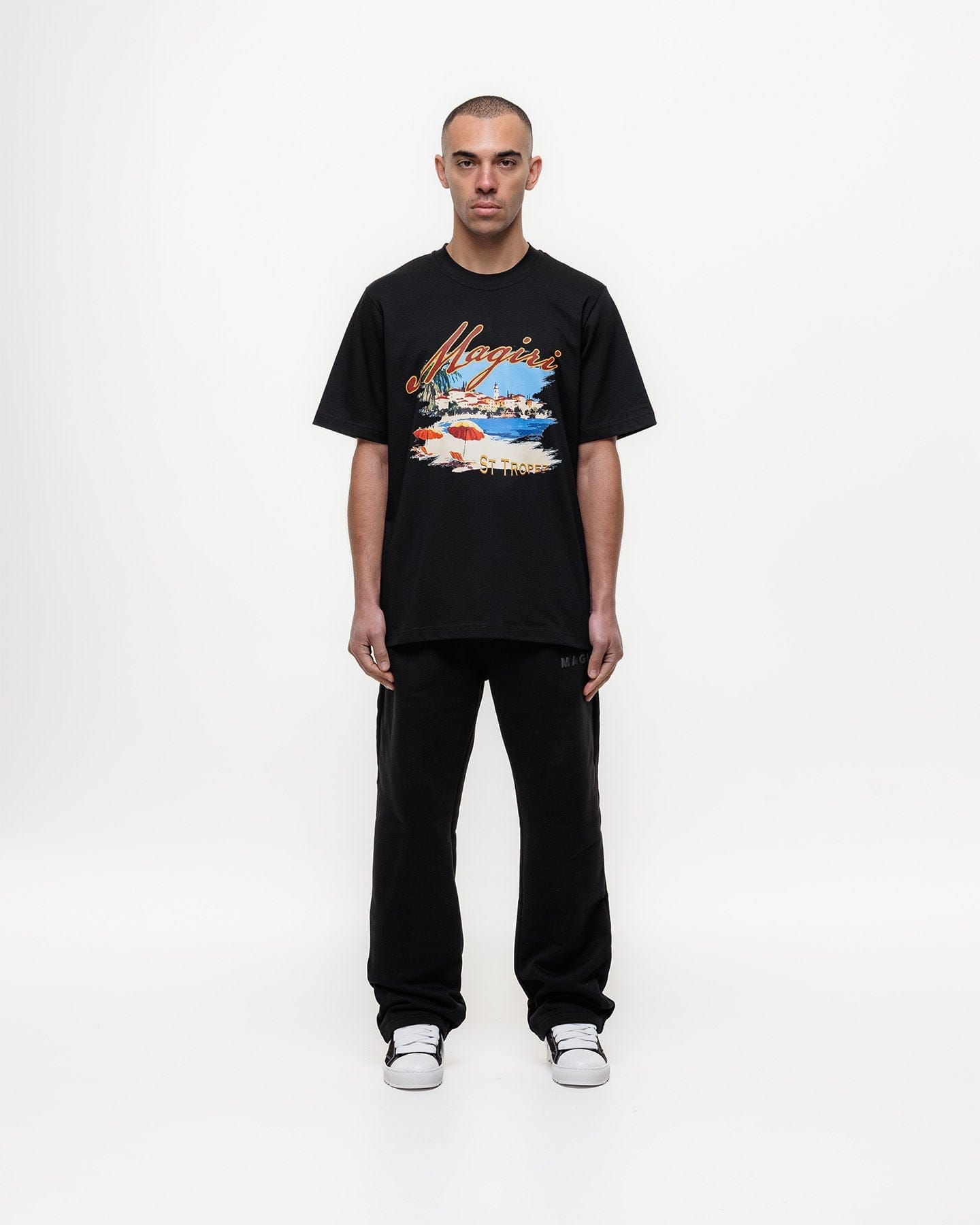 Magiri St. Tropez Printed T-Shirt 'Black' — Black — Size S — Back View