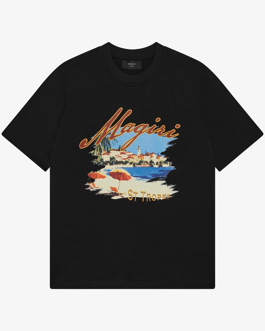 Magiri St. Tropez Printed T-Shirt 'Black' — Black — Size S — Front View