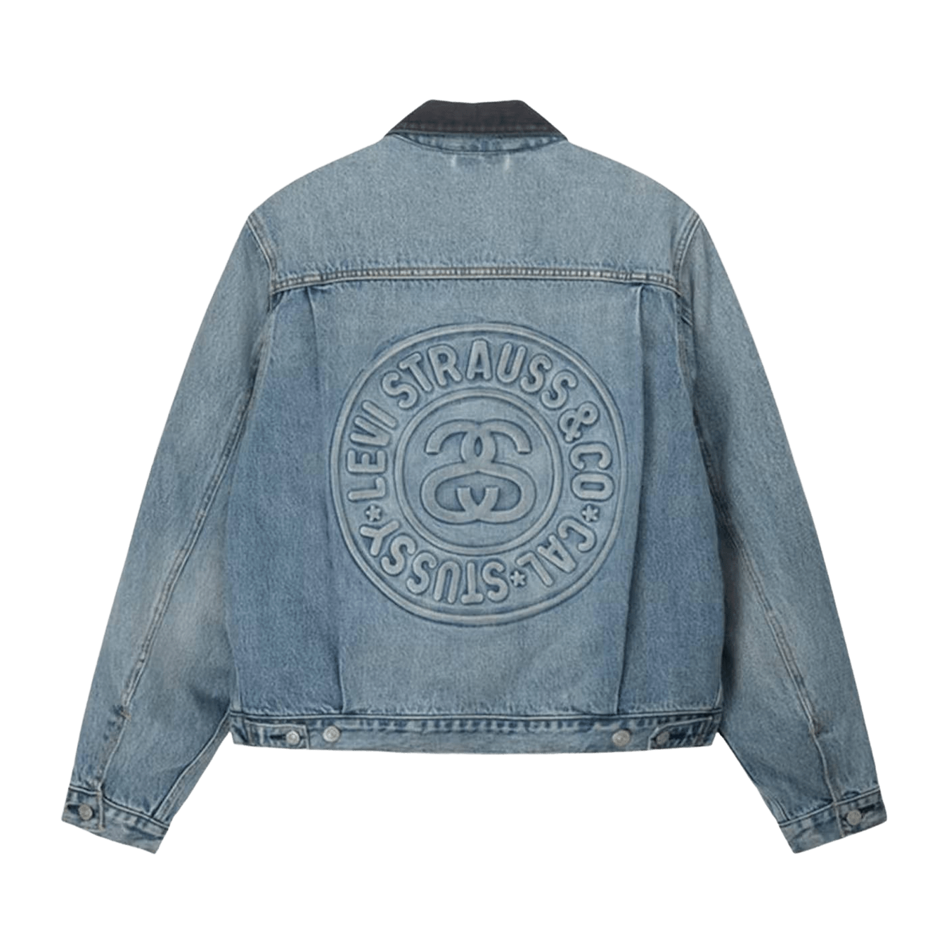 Stussy x Levi's Embossed Trucker Jacket 'Indigo' — XXS — Front View