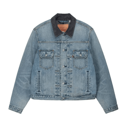 Stussy x Levi's Embossed Trucker Jacket 'Indigo' — XXS — Side View