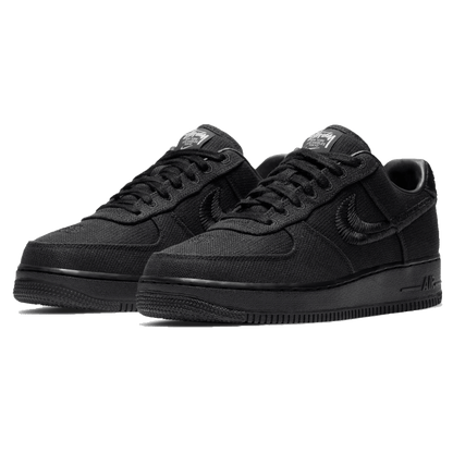 Stussy x Nike Air Force 1 Low 'Triple Black' — UK 3 | EU 35.5 | US 3.5 — Side View