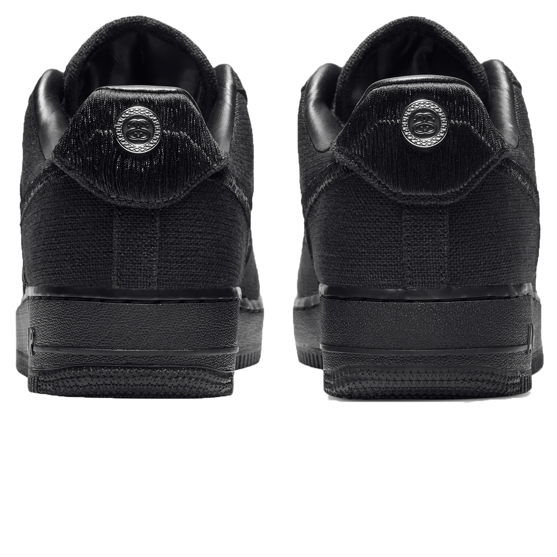 Stussy x Nike Air Force 1 Low 'Triple Black' — UK 3 | EU 35.5 | US 3.5 — Back View