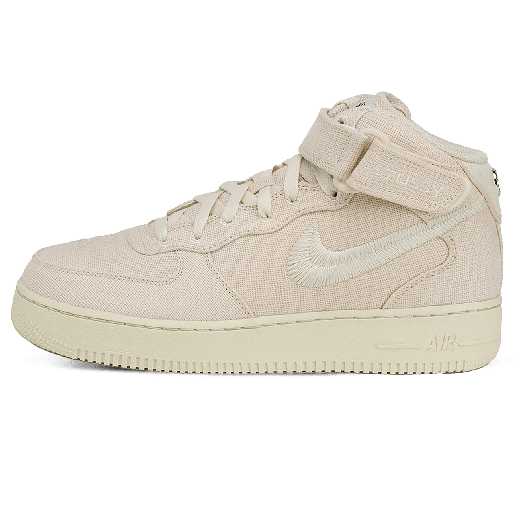 Stussy x Nike Air Force 1 Mid 'Fossil' — UK 3 | EU 35.5 | US 3.5 — Front View