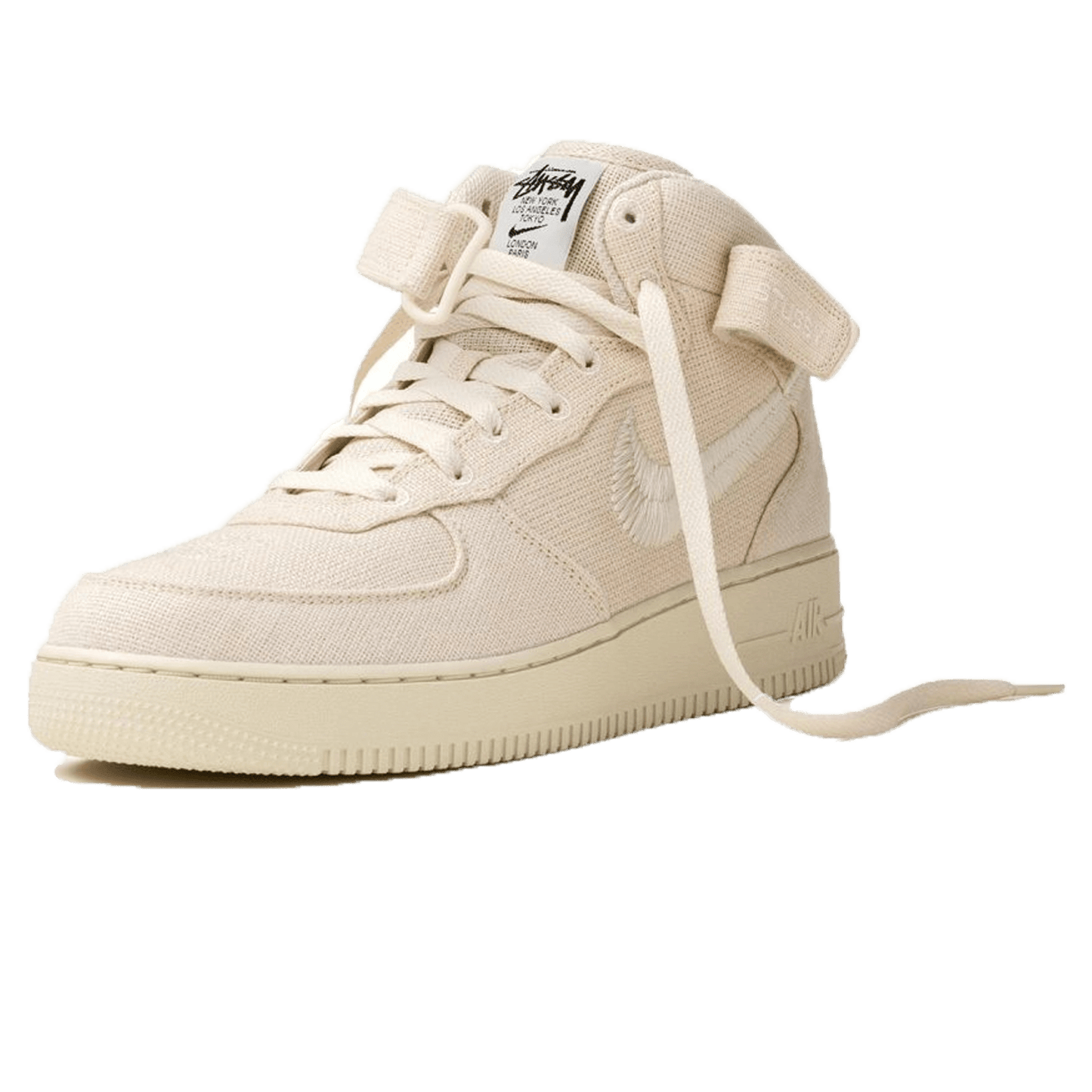 Stussy x Nike Air Force 1 Mid 'Fossil' — UK 3 | EU 35.5 | US 3.5 — Side View