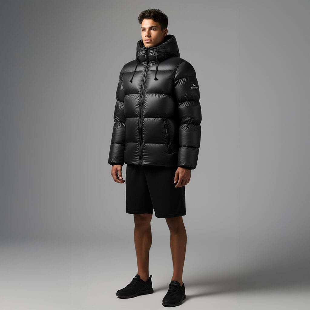 Helvetica Mountain Pioneers Summit Hooded Down Jacket — S — Side View