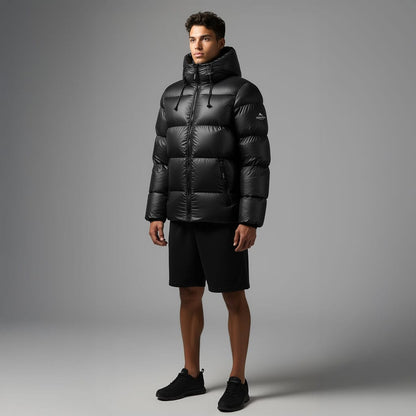 Helvetica Mountain Pioneers Summit Hooded Down Jacket — S — Side View