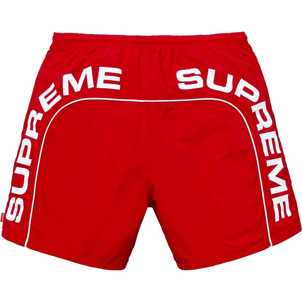 Supreme Arc Logo Water Short Red — XL — Front View
