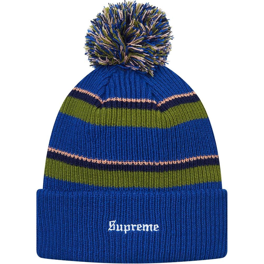 Supreme Big Stripe Beanie - Blue — Front View