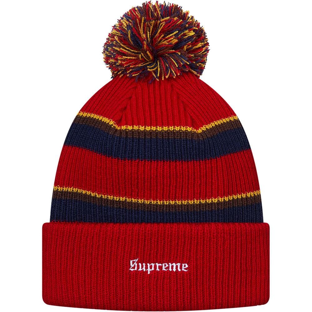 Supreme Big Stripe Beanie - Red — Front View