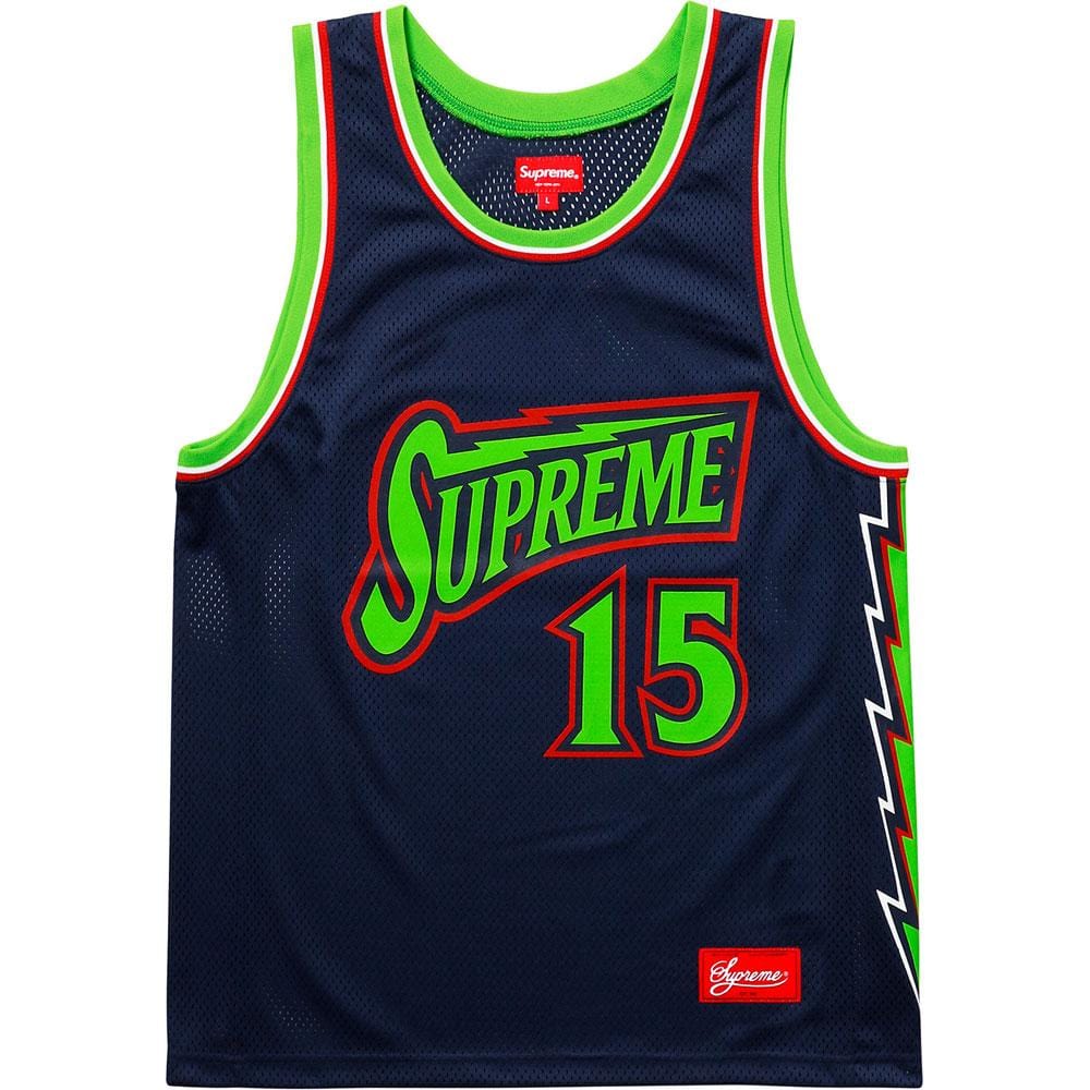 Supreme Bolt Basketball Jersey Navy — XXS — Front View