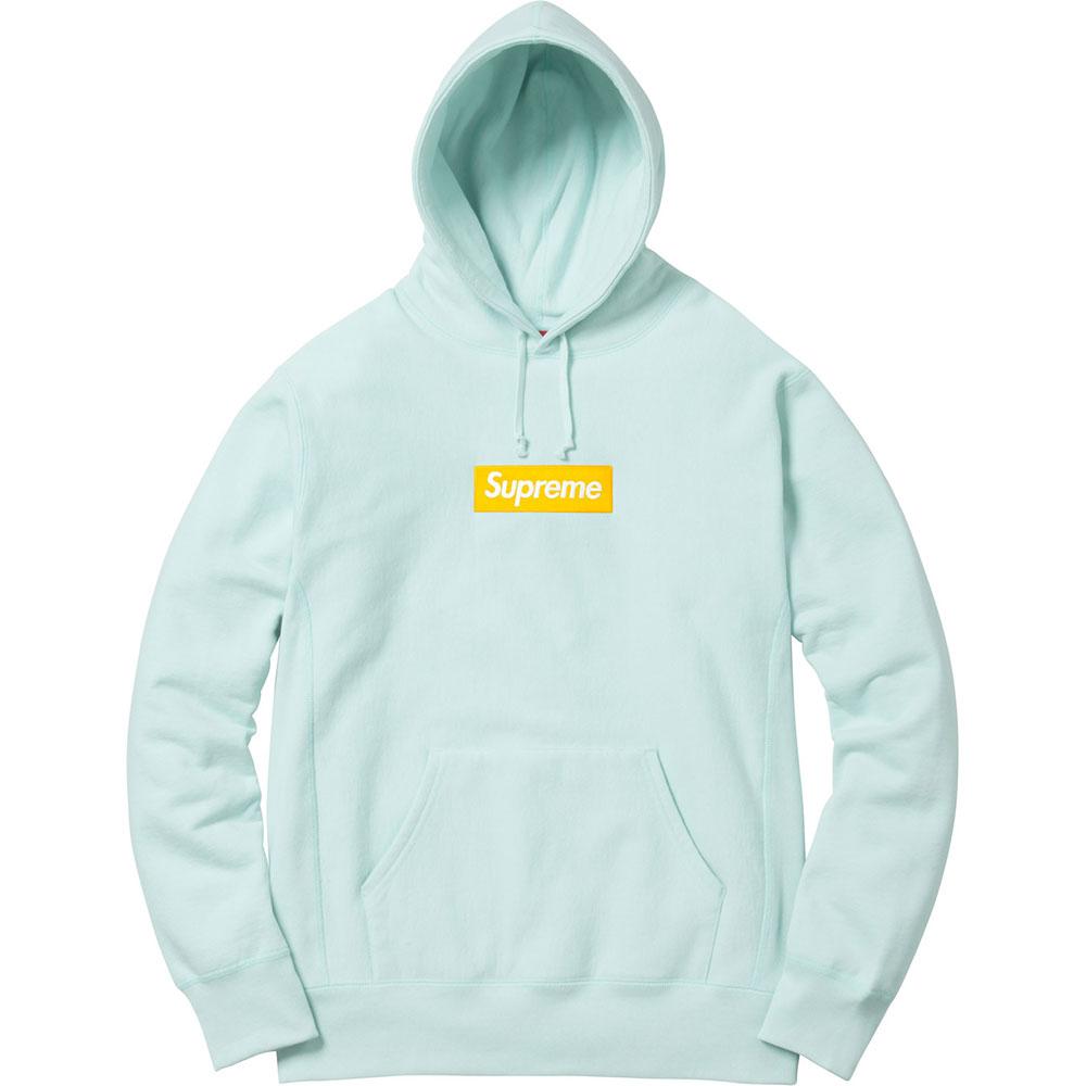 Supreme Box Logo Hooded Sweatshirt (FW17) Ice Blue — XXS — Front View