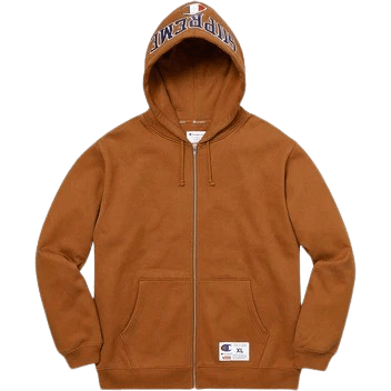 Supreme Champion Arc Logo Zip Up Sweat - Brown — M — Front View