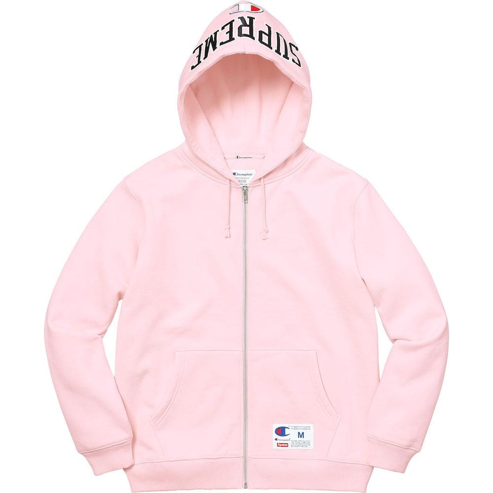 Supreme Champion Arc Logo Zip Up Sweat - Light Pink — XXS — Front View