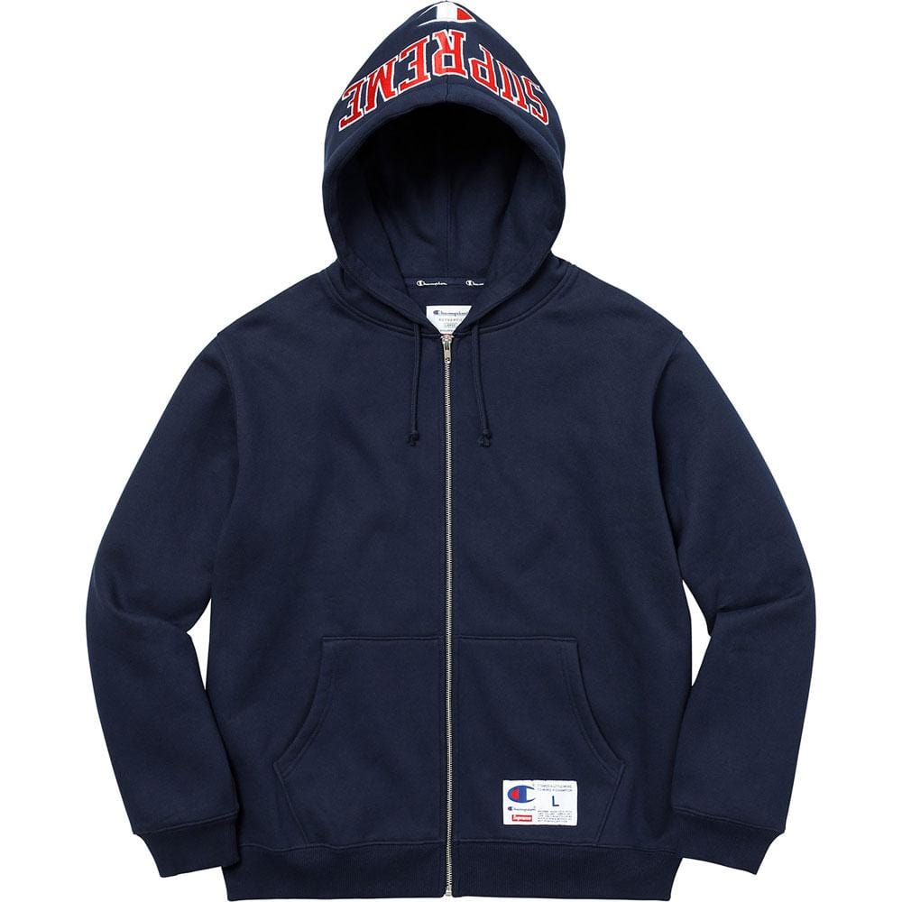 Supreme Champion Arc Logo Zip Up Sweat Navy — XXS — Front View