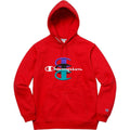 Supreme Champion Stacked C Hooded Sweatshirt Red — XXS — Front View