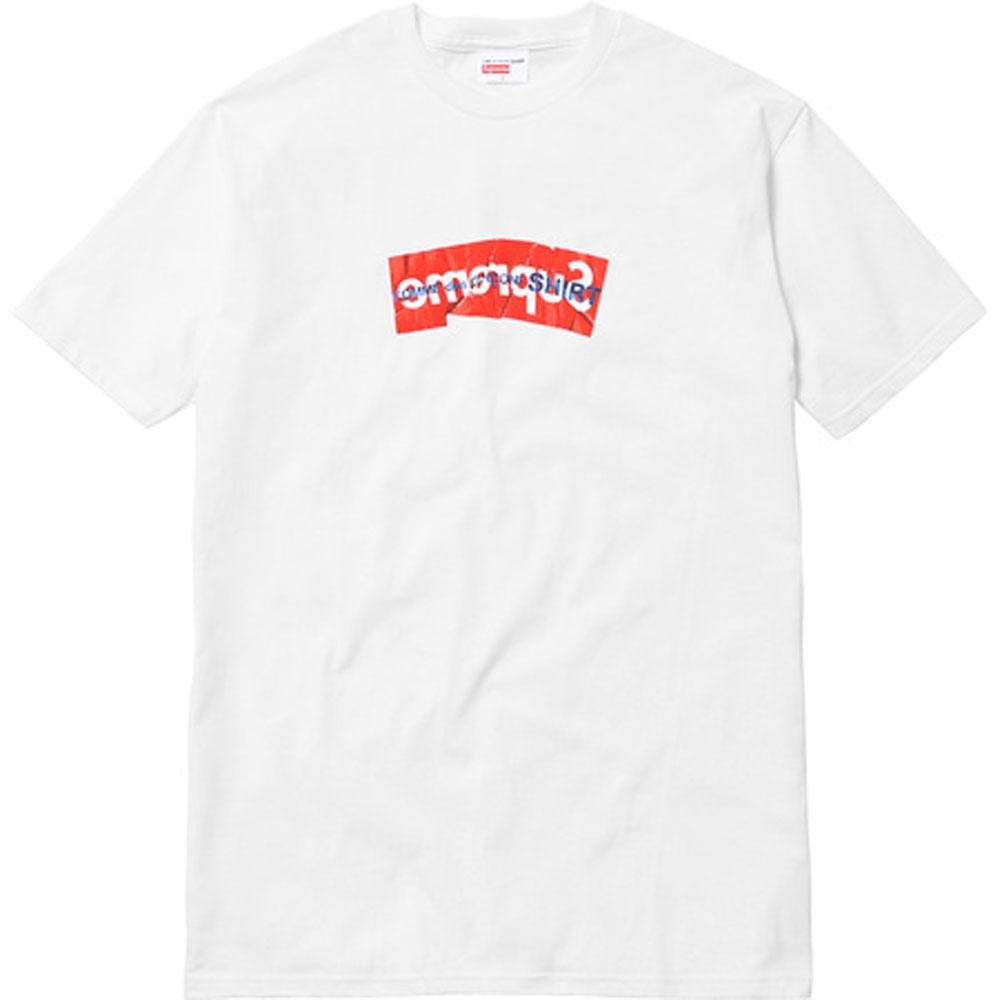 Supreme Comme Des Garcons SHIRT Box Logo Tee - White — XXS — Front View