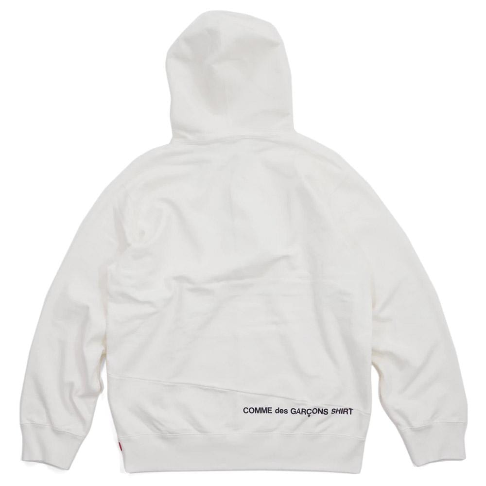 Supreme Comme des Garcons SHIRT Split Box Logo Hooded Sweatshirt White — XXS — Side View