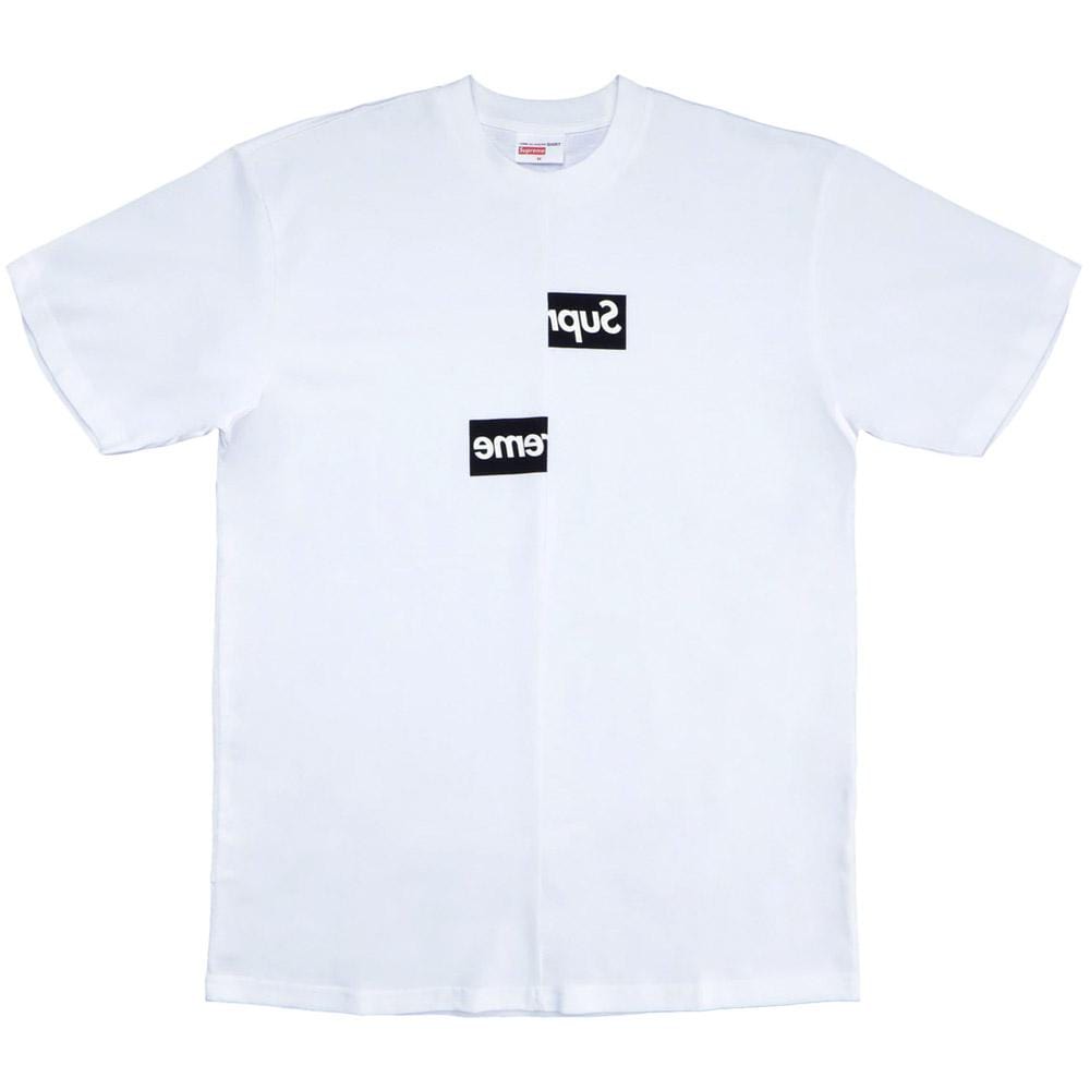 Supreme Comme des Garcons SHIRT Split Box Logo Tee White — XXS — Front View