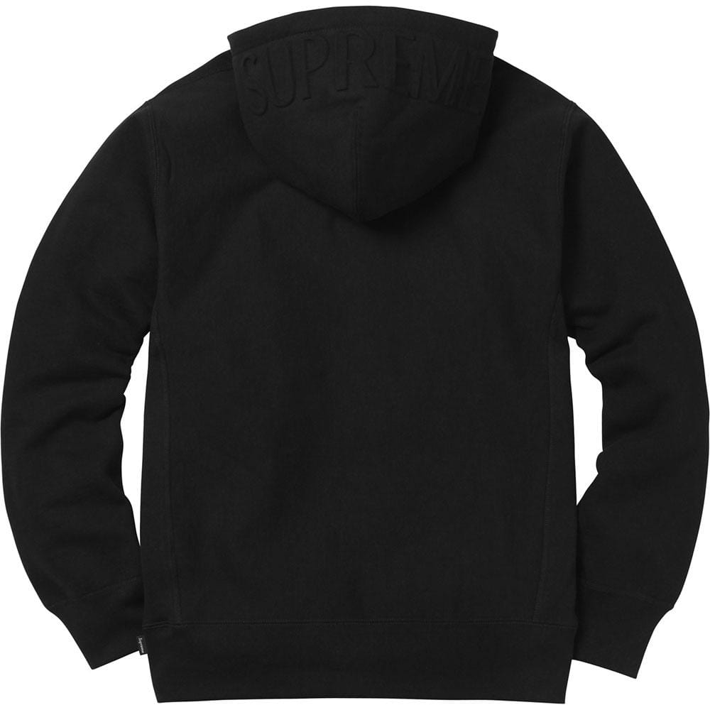 Supreme Embossed Logo Hooded Sweatshirt Black — XXS — Side View