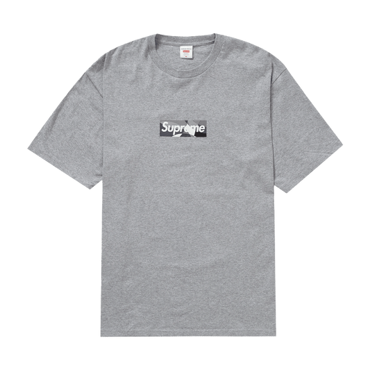 Supreme x Emilio Pucci Box Logo Tee 'Heather Grey/Black' — XXS — Front View