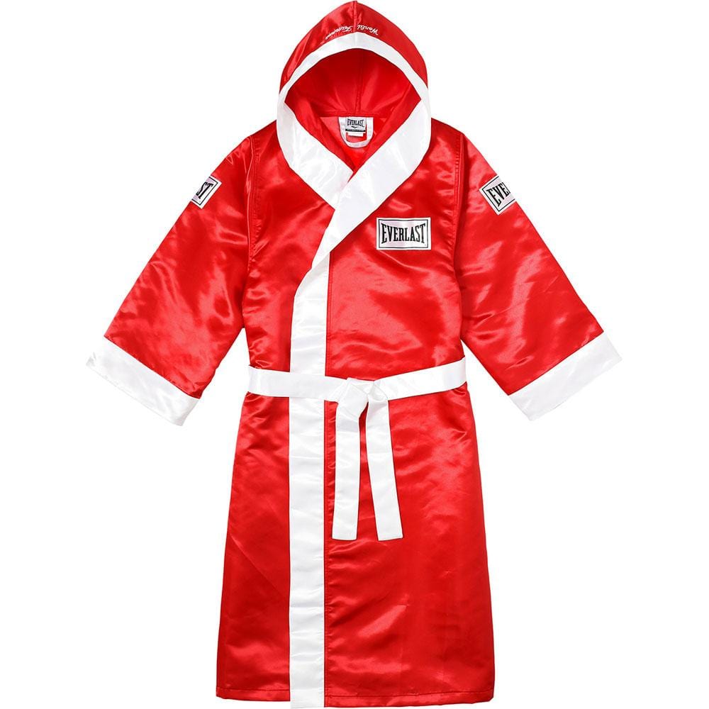 Supreme Everlast Satin Hooded Boxing Robe - Red — XXS — Front View