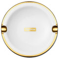 Supreme Gold Trim Ceramic Ashtray White — Front View