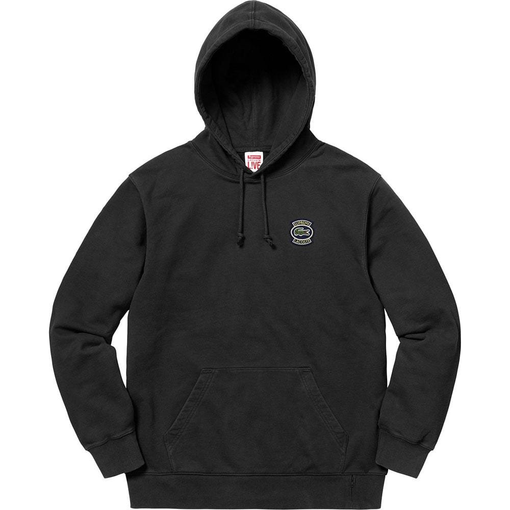 Supreme LACOSTE Hooded Sweatshirt Black — XXS — Front View