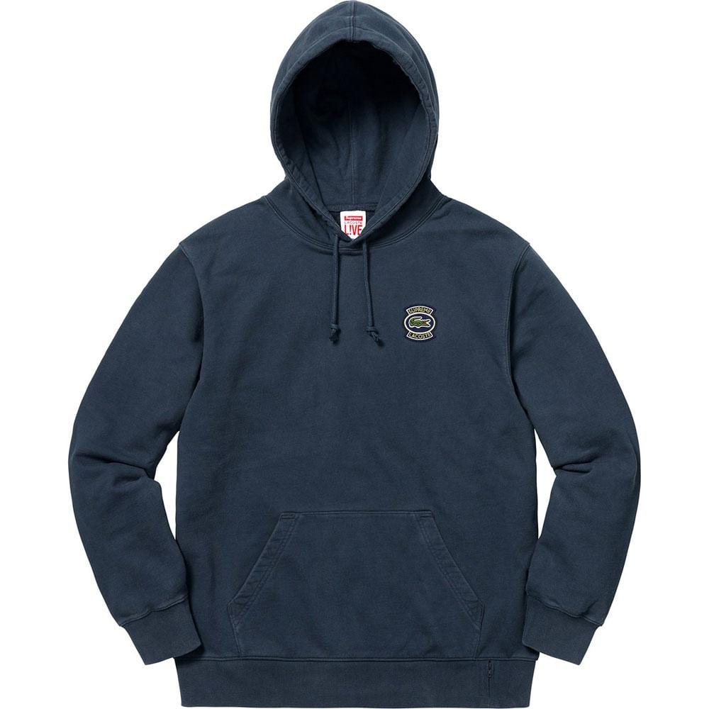 Supreme LACOSTE Hooded Sweatshirt Navy — XXS — Front View