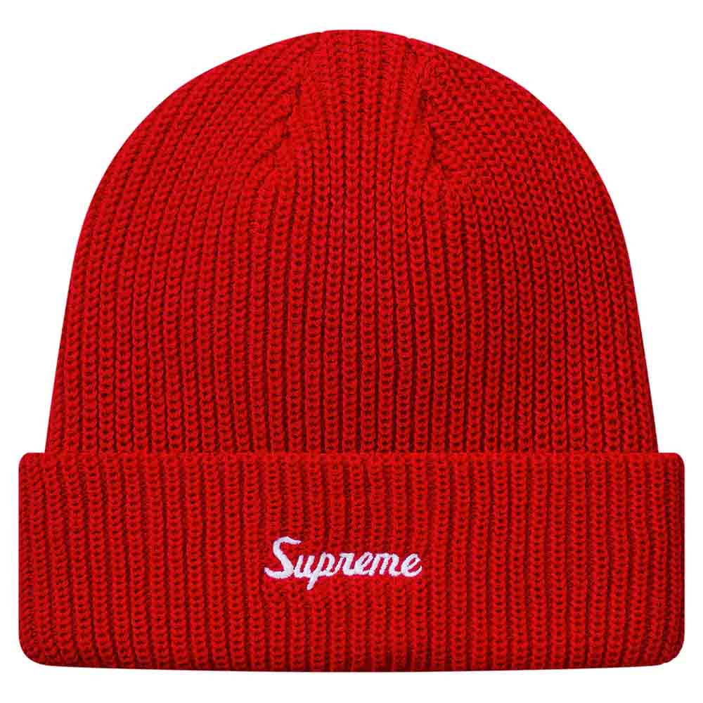 Supreme Loose Gauge Beanie (FW18) Red — Front View