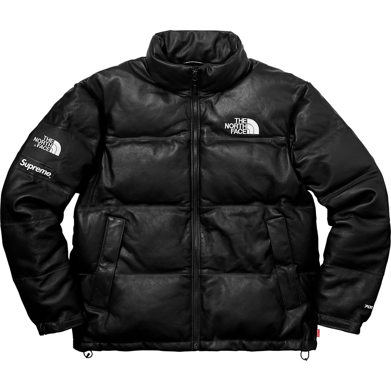Supreme-The North Face Leather Nuptse Jacket - Black — XXS — Front View