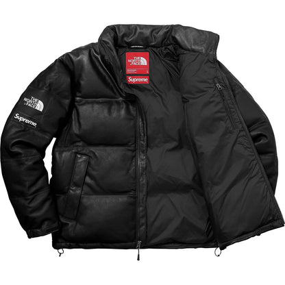 Supreme-The North Face Leather Nuptse Jacket - Black — XXS — Back View