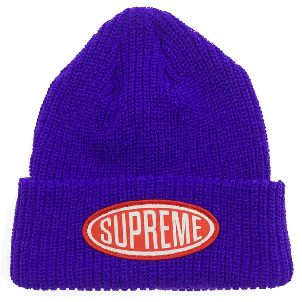 Supreme Oval Patch Beanie Purple — Front View