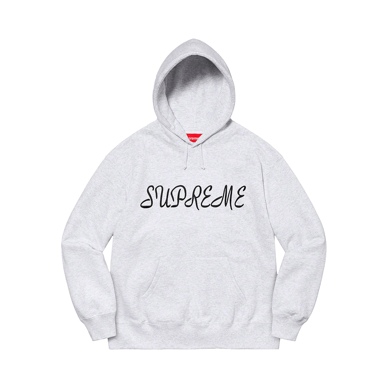 Supreme Script Hooded Sweatshirt 'Ash Grey' — XXS — Front View