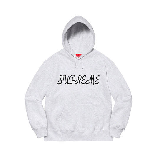 Supreme Script Hooded Sweatshirt 'Ash Grey' — XXS — Front View