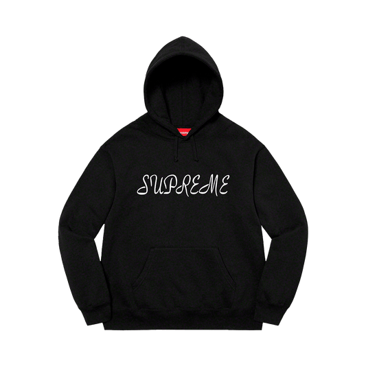 Supreme Script Hooded Sweatshirt 'Black' — XXS — Front View