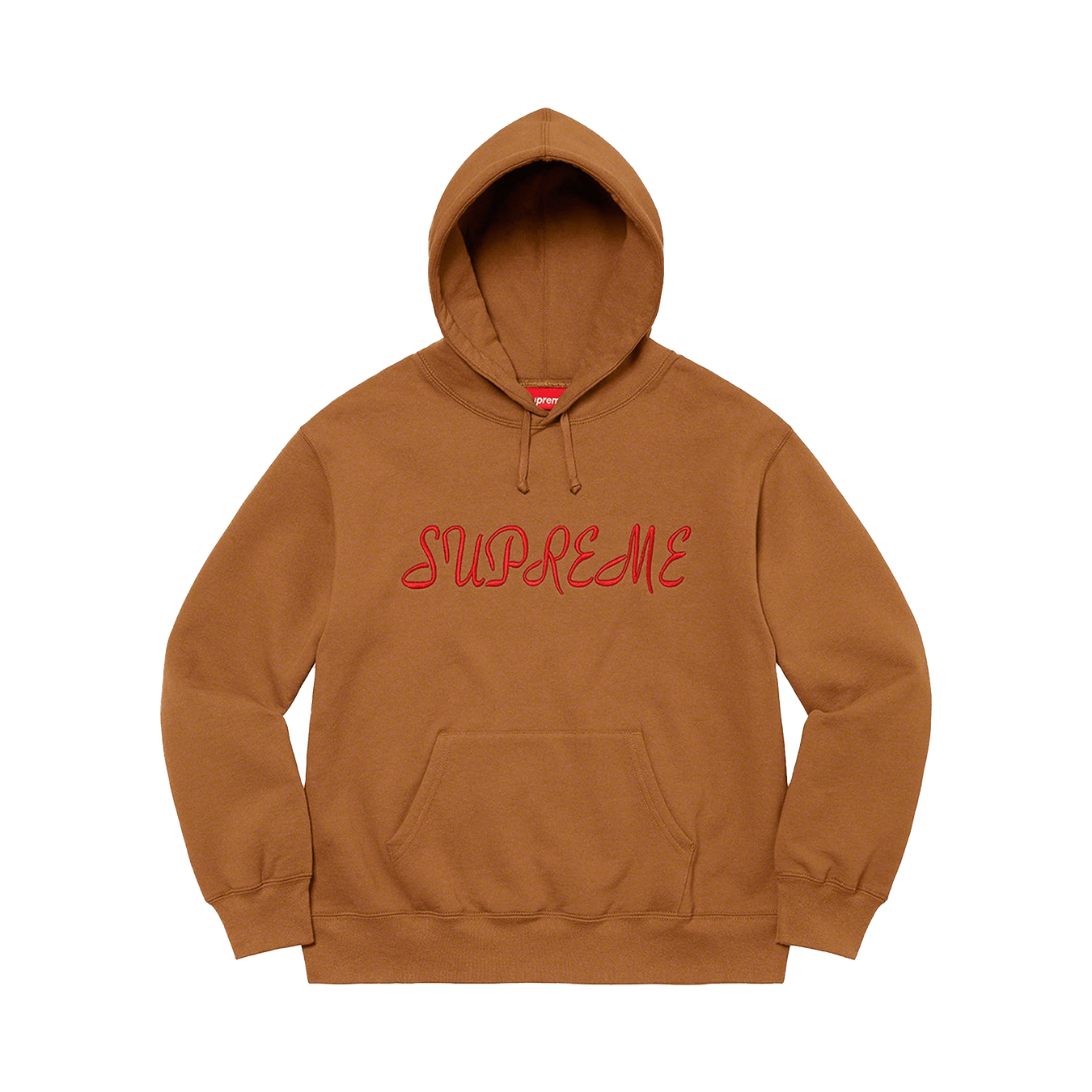 Supreme Script Hooded Sweatshirt 'Light Brown' — XXS — Front View