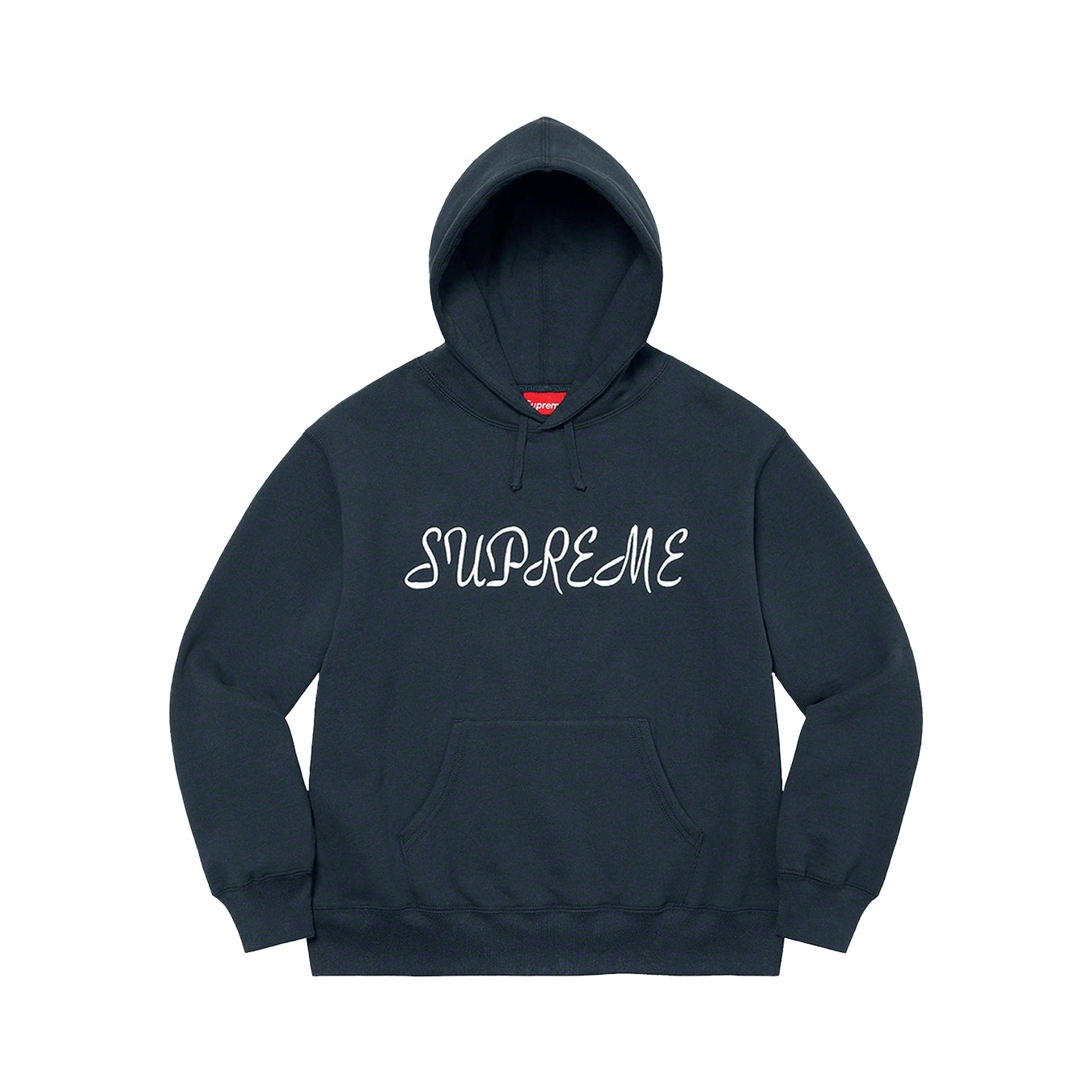 Supreme Script Hooded Sweatshirt 'Navy' — XXS — Front View