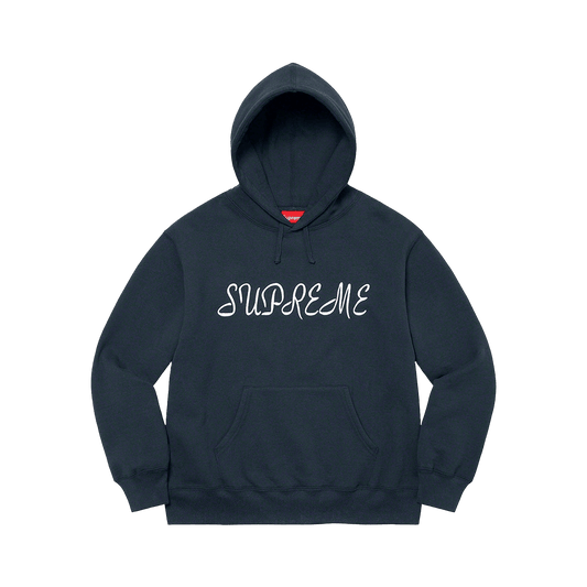 Supreme Script Hooded Sweatshirt 'Navy' — XXS — Front View