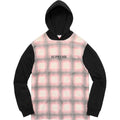 Supreme Shadow Plaid Hooded L-S Top Pink — XXS — Front View