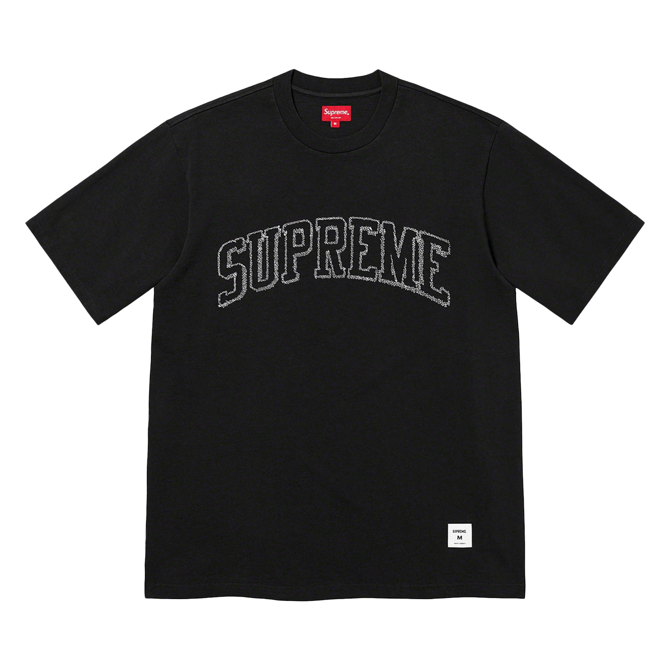 Supreme Sketch Embroidered S/S Top Black — XXS — Front View