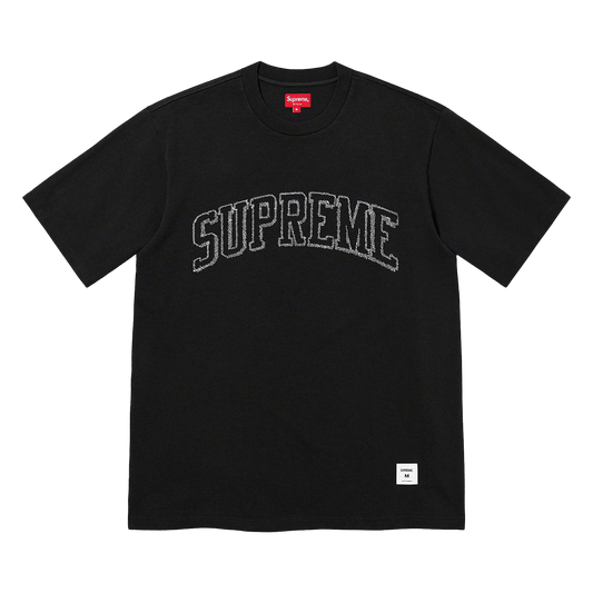Supreme Sketch Embroidered S/S Top Black — XXS — Front View
