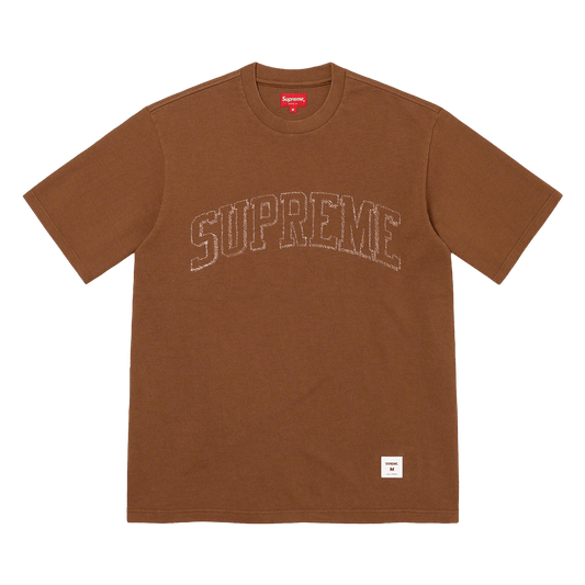 Supreme Sketch Embroidered S/S Top Brown — XXS — Front View