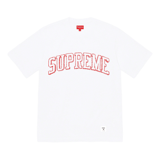 Supreme Sketch Embroidered S/S Top White — XXS — Front View