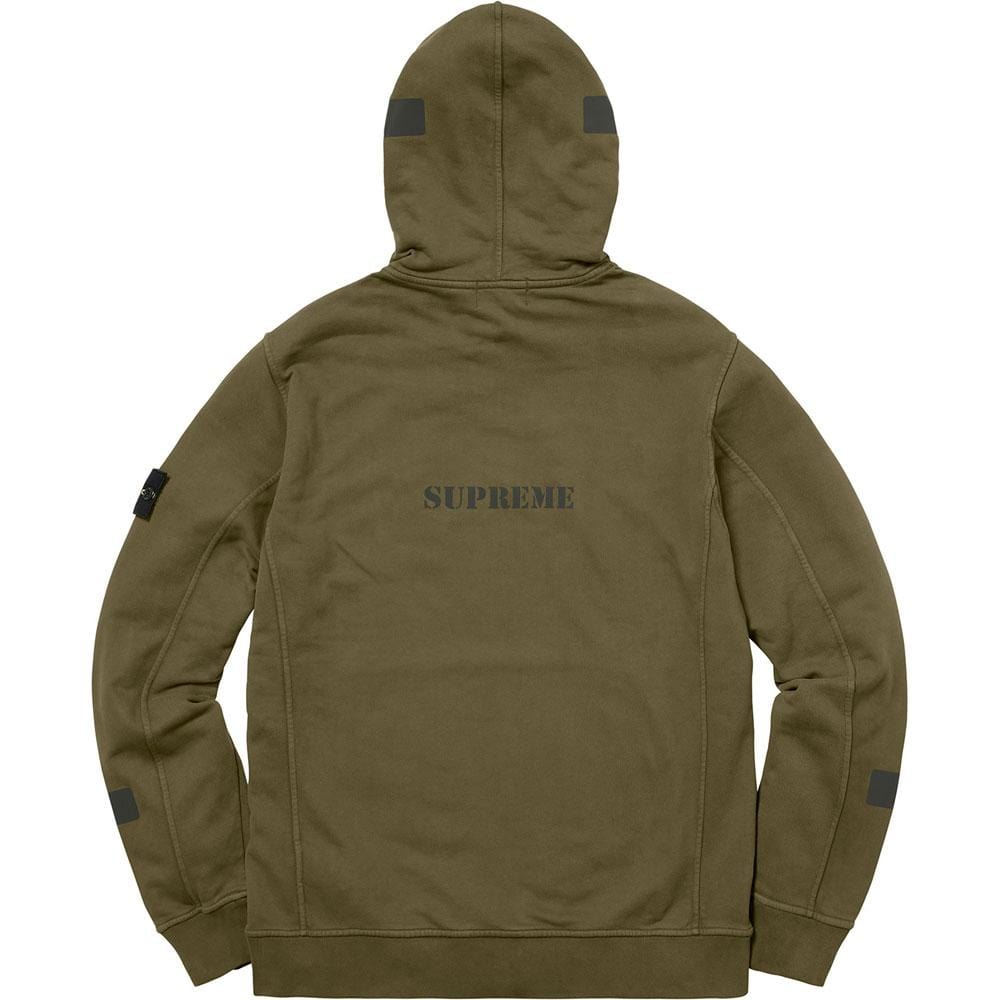 Supreme-Stone Island Hooded Sweatshirt - Olive — S — Side View