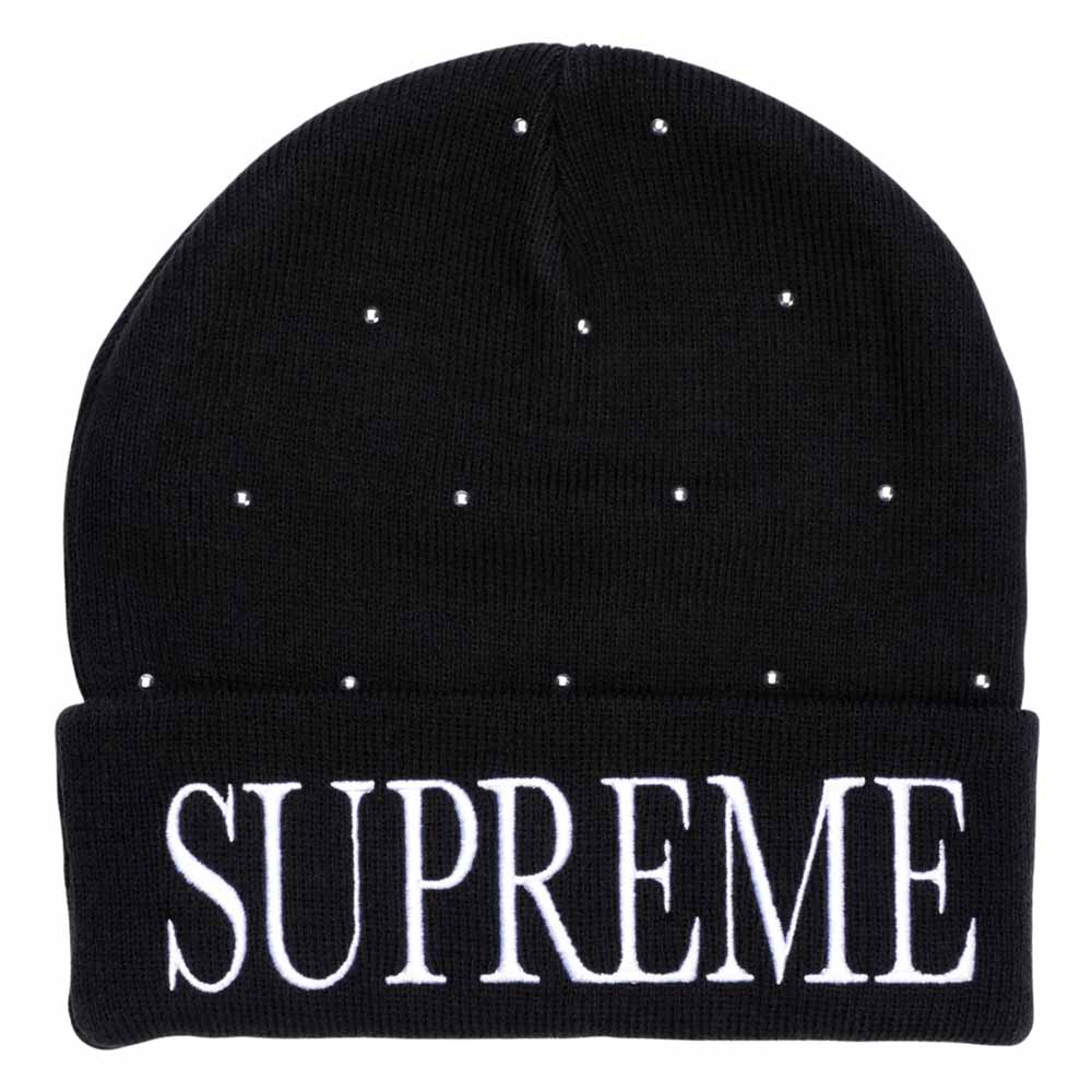 Supreme Studded Beanie Black — Front View