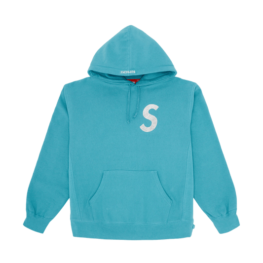 Supreme x Swarovski S Logo Hooded Sweatshirt 'Light Aqua' — XXS — Front View