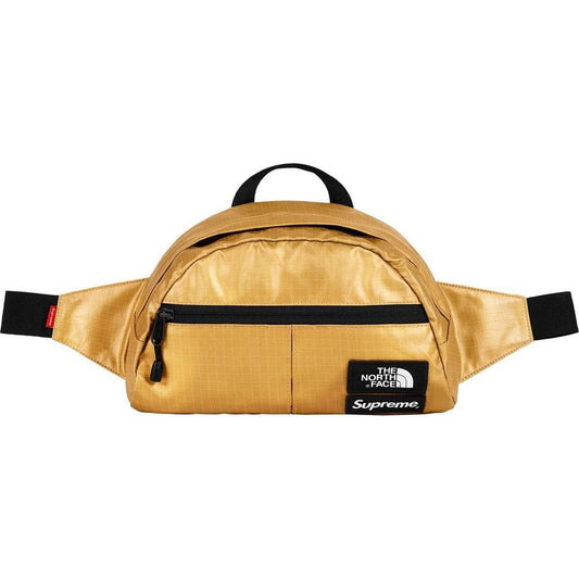 Supreme The North Face Metallic Roo II Lumbar Pack Gold — Front View