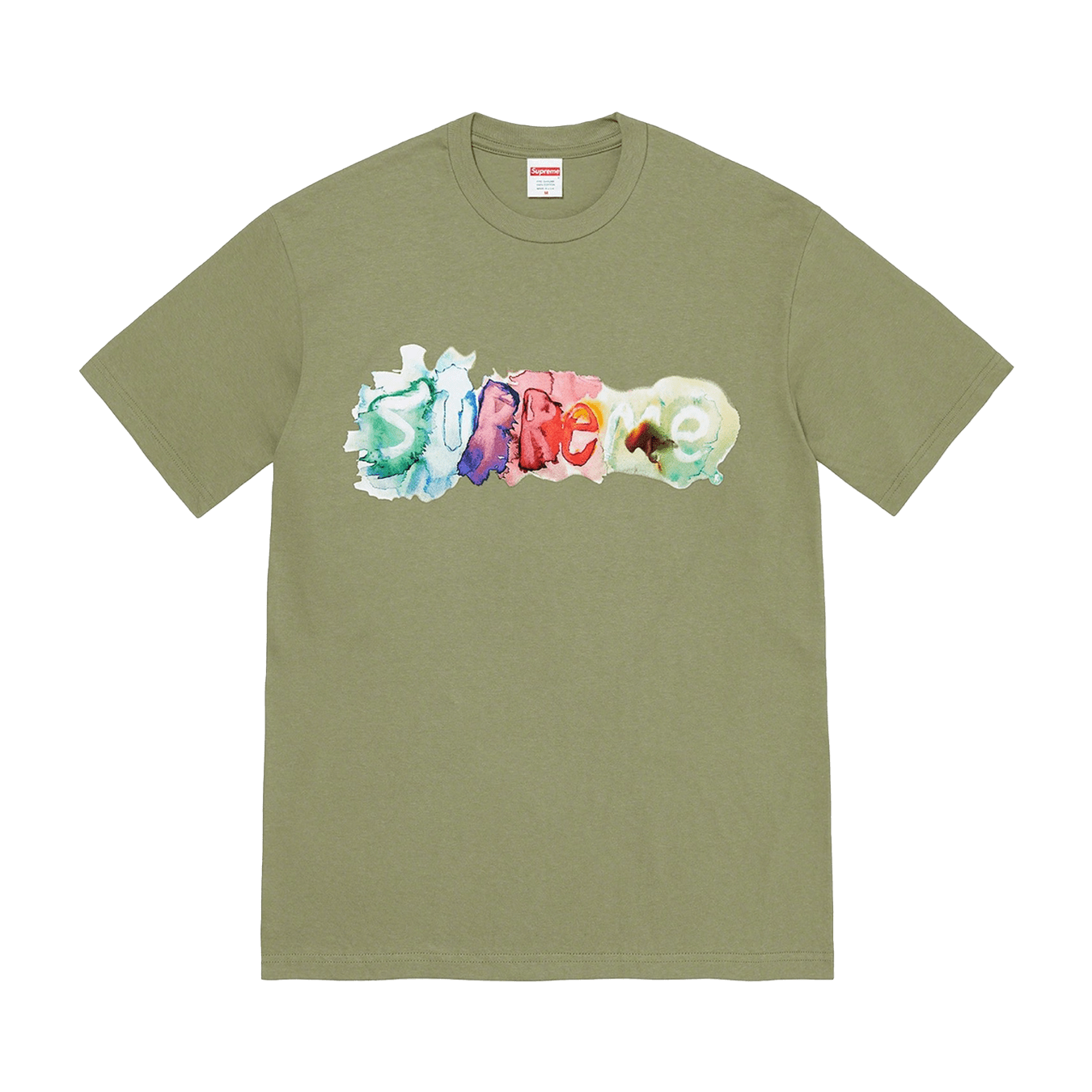 Supreme Watercolor Tee 'Light Olive' — XXS — Front View