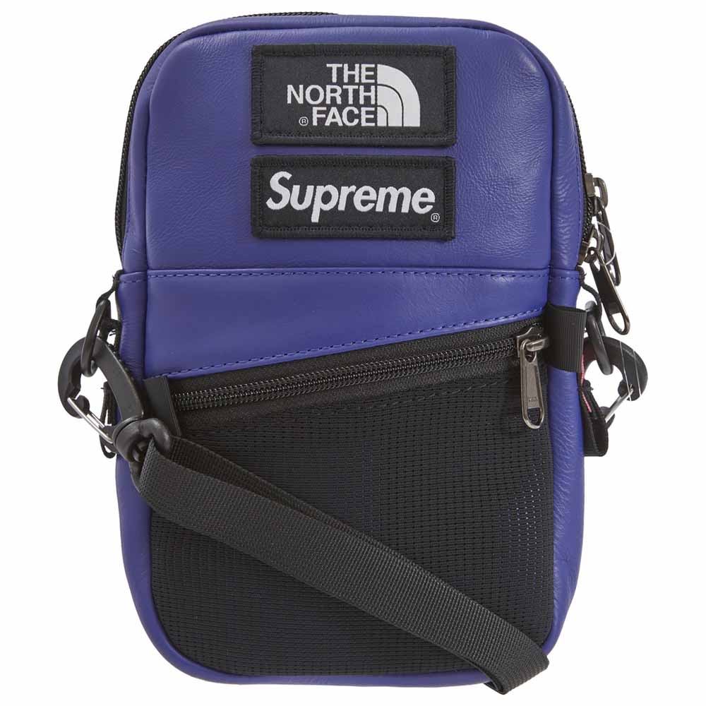 Supreme The North Face Leather Shoulder Bag Royal — Front View