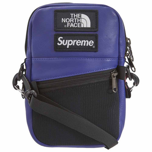Supreme The North Face Leather Shoulder Bag Royal — Front View